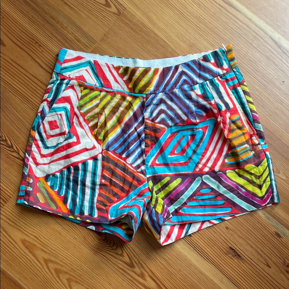 J. Crew High Waist colorful Brushstroke Shorts Cotton